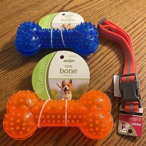 Reflector collar and 2 toy bones bundle